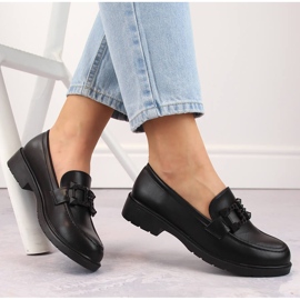 Pantofi dama, mocasini slip-on cu decor, negru S.Barski HY371 1 Pantofi dama, mocasini slip-on cu decor, negru S.Barski HY371 1