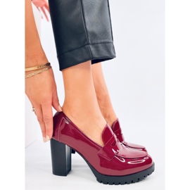 Mocasini cu toc lacuit Jeffis Wine Red roșu 2