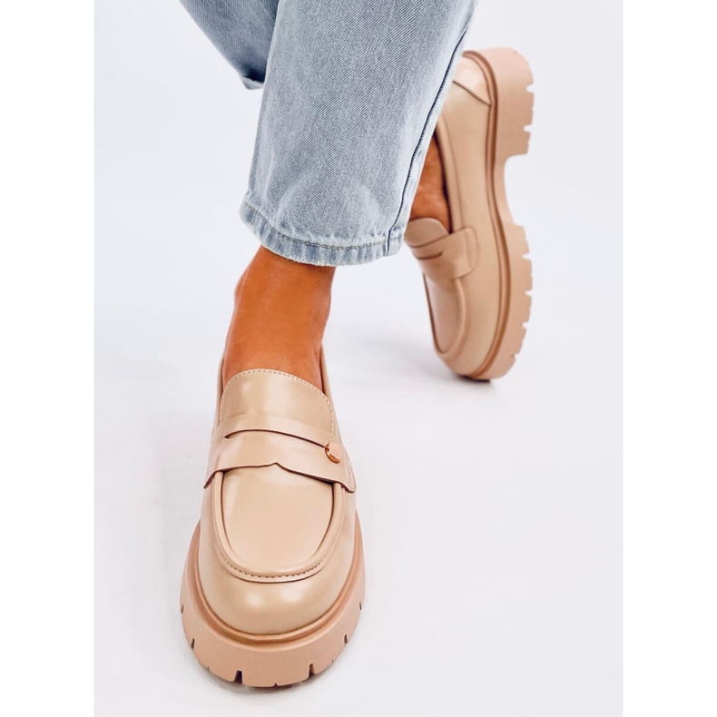 Mocasini cu platforma Sidney Khaki bej 1