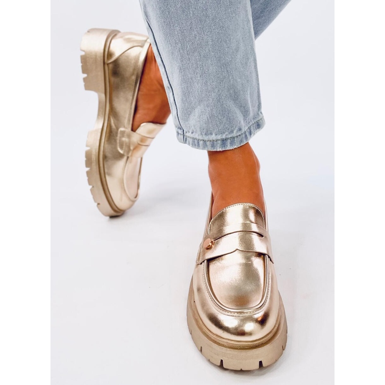 Mocasini cu platforma Sidney Gold de aur 1