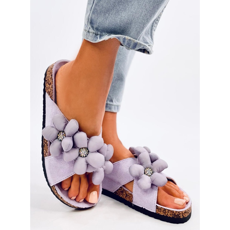 Șlapi din plută cu flori de pernă Charss Purple violet 2 Șlapi din plută cu flori de pernă Charss Purple violet 2