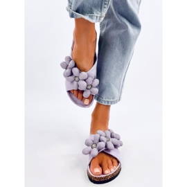 Șlapi din plută cu flori de pernă Charss Purple violet 1