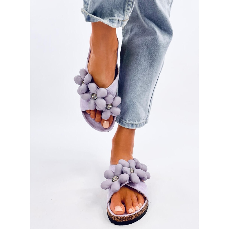 Șlapi din plută cu flori de pernă Charss Purple violet 1 Șlapi din plută cu flori de pernă Charss Purple violet 1