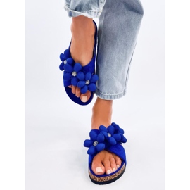 Șlapi din plută cu flori de pernă Charss Blue albastru 1