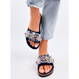 Maliv Papuci de plută neagră cu pietre negru 1