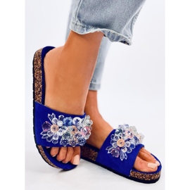 Șlapi din plută cu pietre Maliv Blue albastru 2