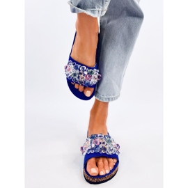 Șlapi din plută cu pietre Maliv Blue albastru 1