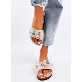 Șlapi din plută cu pietre Maliv Beige bej 1