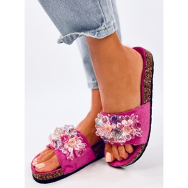 Șlapi din plută cu pietre Maliv Fuchsia roz 2