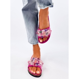 Șlapi din plută cu pietre Maliv Fuchsia roz 1