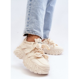 Pantofi de damă bej pe talpă groasă Ellerai 2