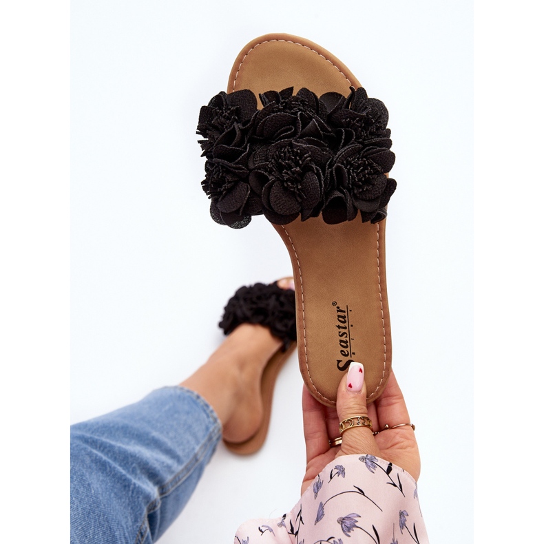 Flip-flops de damă Flower Eelfan negru 1