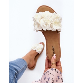 Flip Flops Damă Cu Flori Alb Eelfan 2