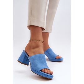 Flip-flops de damă albastru cu toc înalt Bralya 4