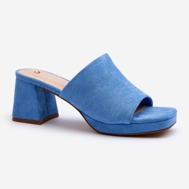 Flip-flops de damă albastru cu toc înalt Bralya 1