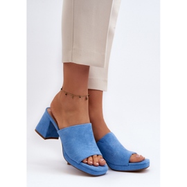 Flip-flops de damă albastru cu toc înalt Bralya 2
