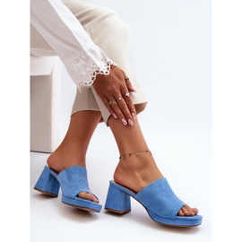 Flip-flops de damă albastru cu toc înalt Bralya 7