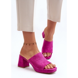 Flip Flops de damă cu toc înalt Fuchsia Bralya roz 5