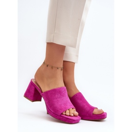 Flip Flops de damă cu toc înalt Fuchsia Bralya roz 2