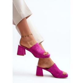 Flip Flops de damă cu toc înalt Fuchsia Bralya roz 7