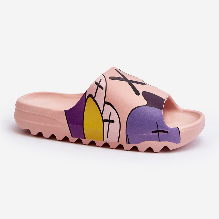 Flip-flops din cauciuc cu imprimeu monștri roz 1