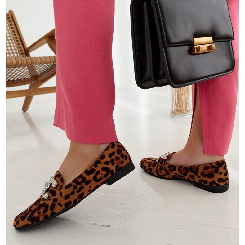 Mocasini leopard decorati cu zirconii Sanny maro 1 Mocasini leopard decorati cu zirconii Sanny maro 1