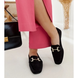 Mocasini de catifea neagra cu strasuri de la Fabrizia negru 2