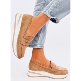 Mocasini cu pană Pacifs Camel maro 2