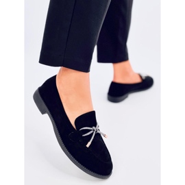 Mocasini de dama Saras Black din piele intoarsa negru 2