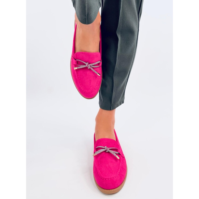 Mocasini de dama Saras Fuchsia din piele intoarsa roz 1