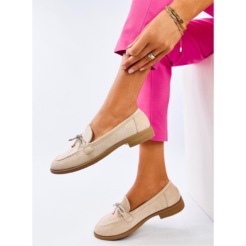 Mocasini de dama Saras Beige din piele intoarsa bej 1