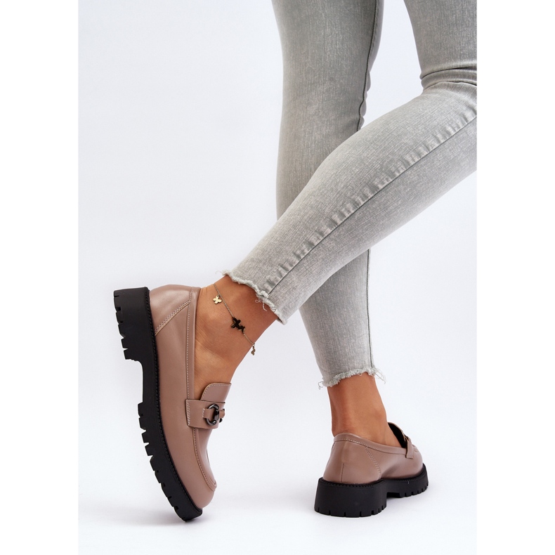 Vinceza Mocasini de dama din piele ecologica Bej Ledda 1