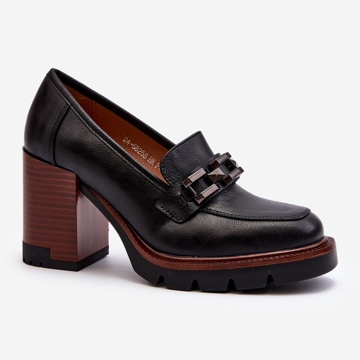 Vinceza Pompe pe un toc masiv masiv cu decor, Oradna Neagra negru 1