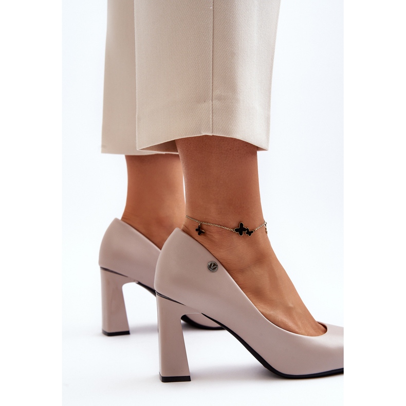 Vinceza Papuci cu toc inalt, Piele Eco, Gri Giseleni 2