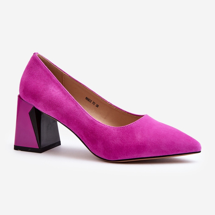 Vinceza Pompe cu toc inalt din piele intoarsa Fuchsia Alessyndra roz 1