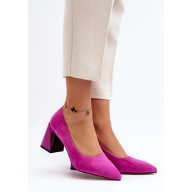 Vinceza Pompe cu toc inalt din piele intoarsa Fuchsia Alessyndra roz 2
