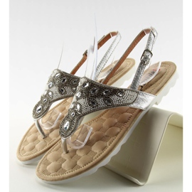 Flip-flops cu margele de argint G144 gri 1