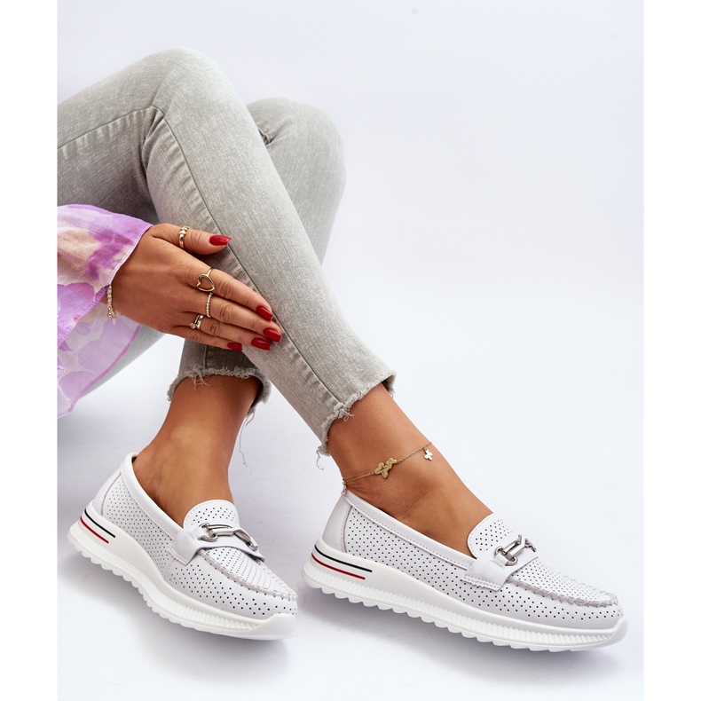 Vinceza Mocasini din piele de dama alb Veridinna 1