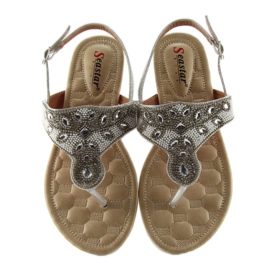Flip-flops cu margele de argint G144 gri 3