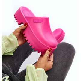 Flip-flops pentru damă pe o talpă masivă Big Star NN274019 fucsia roz 2