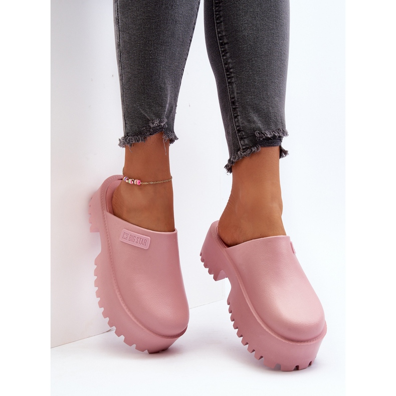 Flip-flops de damă On A Massive Sole Big Star NN274020 Roz 1