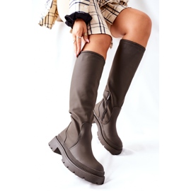 S.Barski Cizme înalte pentru femei Green verde 3