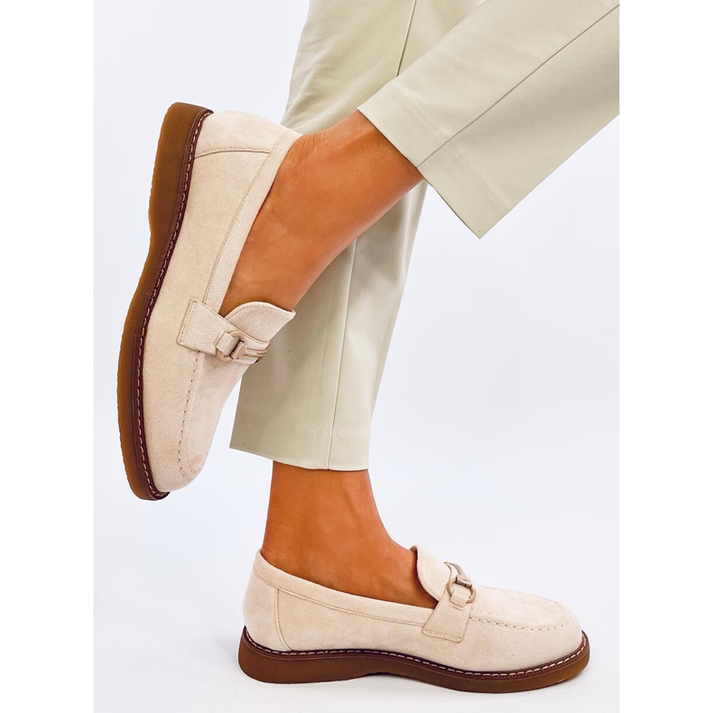 Mocasini de dama din piele intoarsa State Beige bej 2