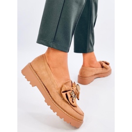 Mocasini Pennsy Camel cu ursuleț decorativ maro 2