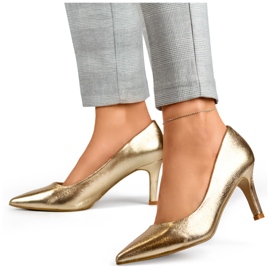 Stiletto jos aurii, pantofi dama pe toc stiletto jos, aurii de aur 3