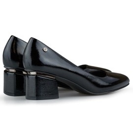 Pompi eleganti, negri, cu toc mijlociu negru 1