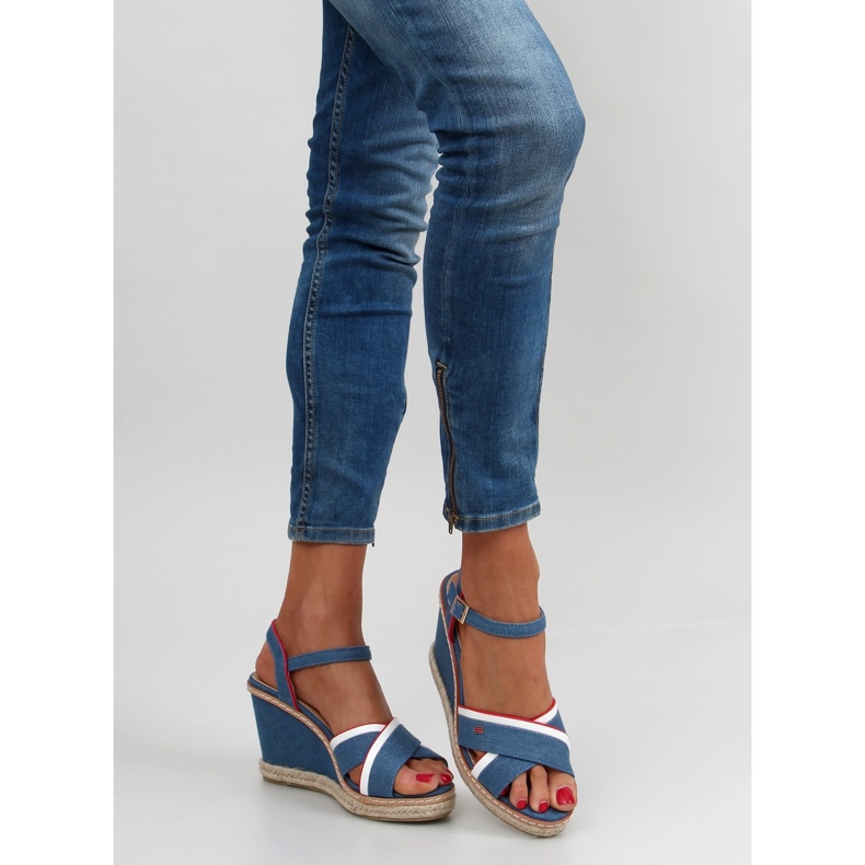 Sandale cu pană Tomy 1234 albastru 1