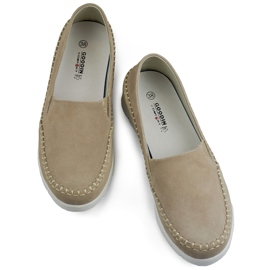 Pantofi de dama comozi din piele naturala cu talpa plata bej 1