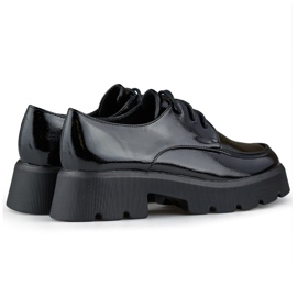 Pantofi negri cu siret, pantofi de dama cu talpa groasa negru 1