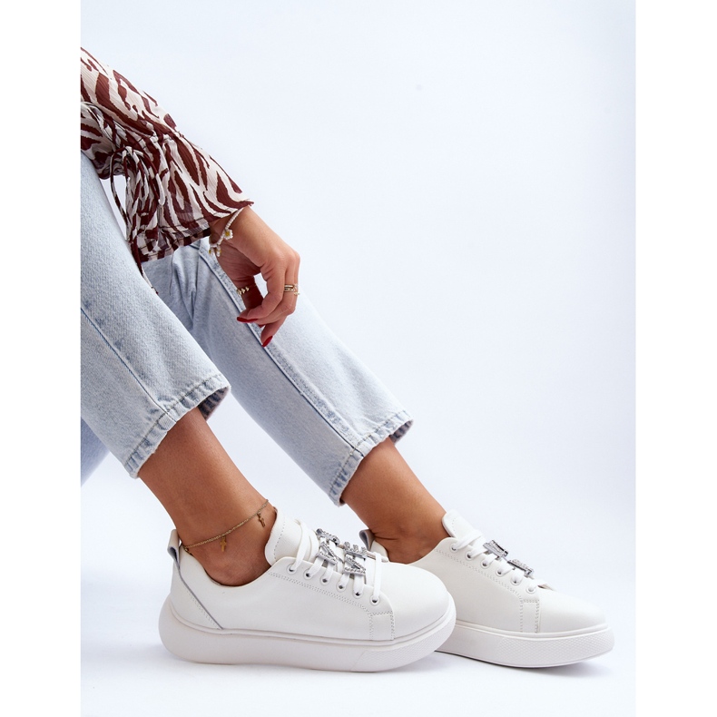 Vinceza Pantofi Dama Piele Cu Decoratiuni, Disurie Albă 2